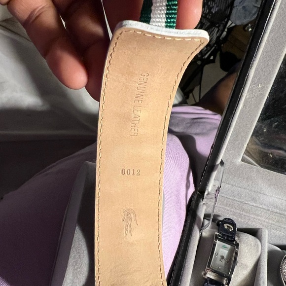 Leather Lacoste white & green band watch - Picture 3 of 3